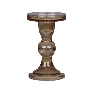 Karamelový skleněný svícen Pillar - Ø 8,5*14 cm
