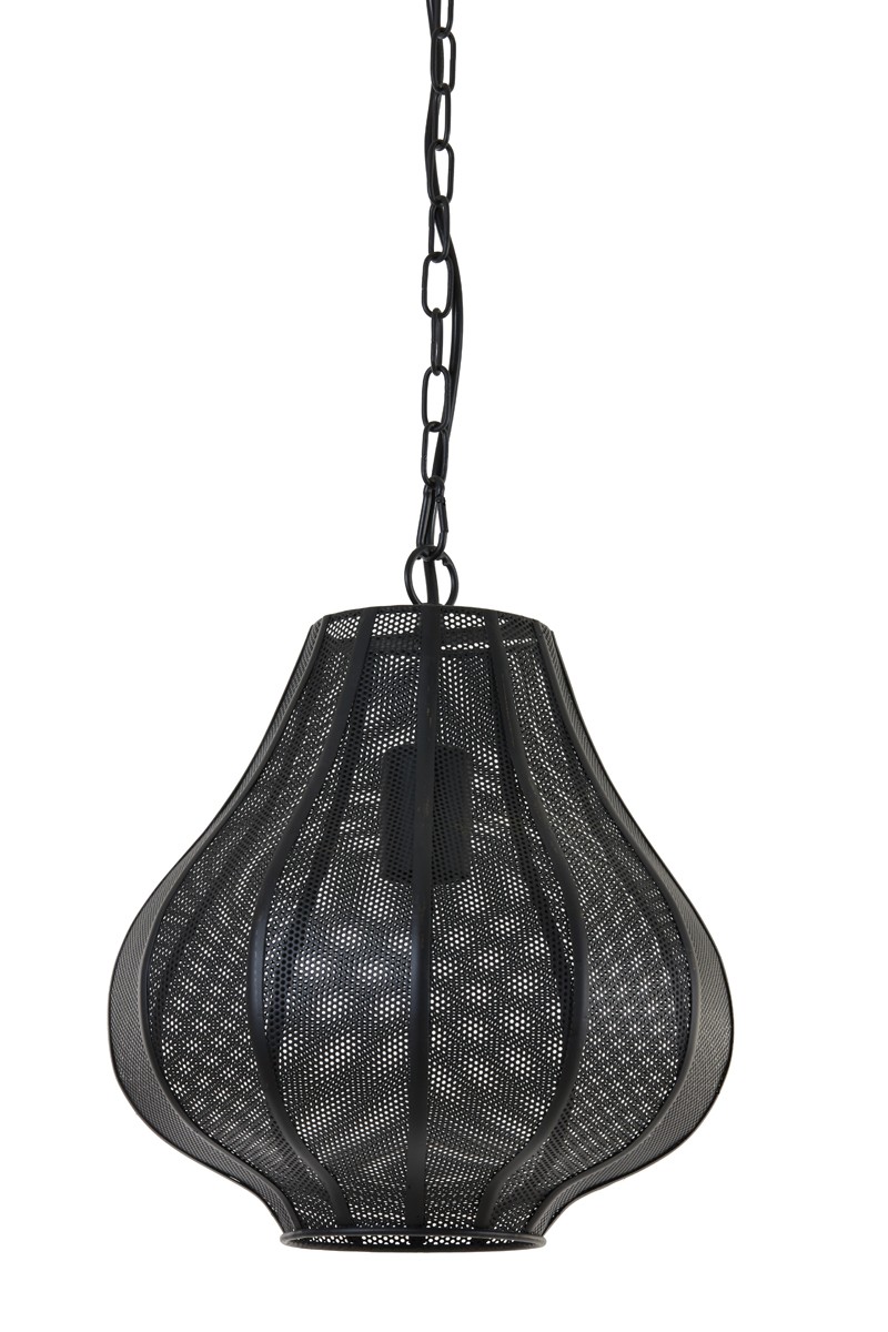 Černé závěsné kovové světlo Micha - Ø27*33cm
