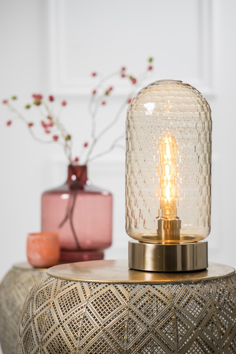 Jantarovo-bronzová kovová stolní lampa Domani - Ø15*33cm / E27