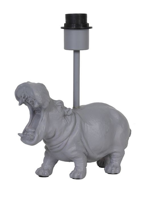 Šedá základna ke stolní lampě s hrošíkem Hippo - 27*11*28 cm / E27