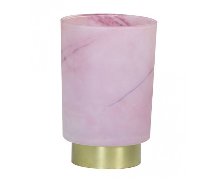 Růžová skleněná stolní lampa Marble Led - Ø10*27cm 