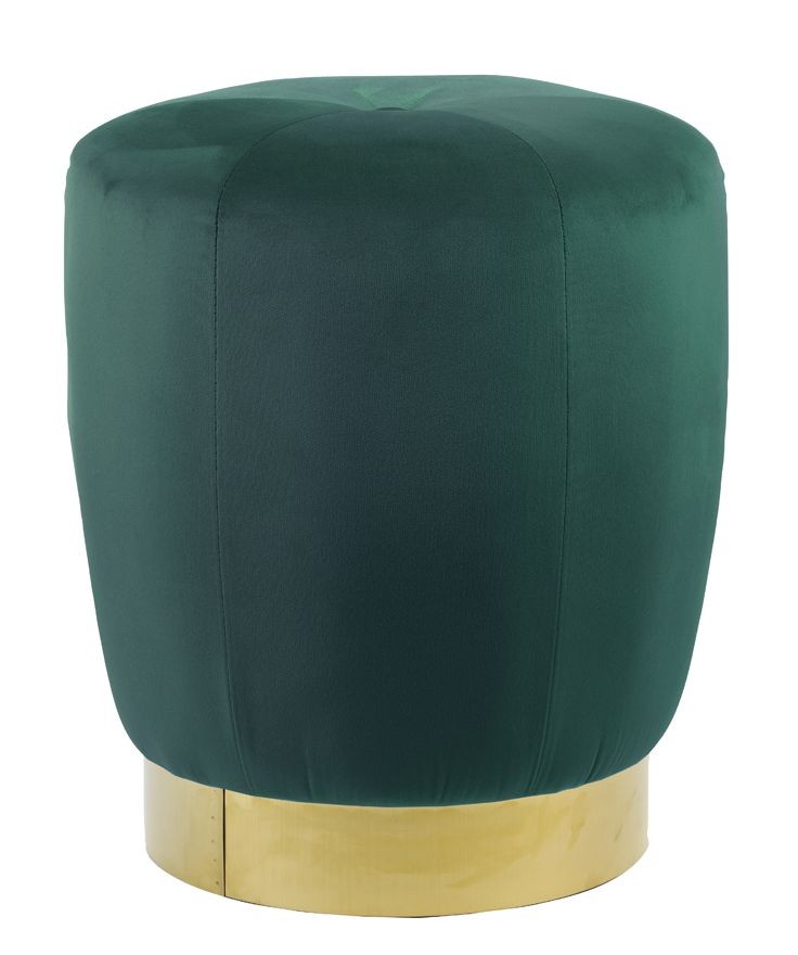 Zelený sametový puf/ sedák Scarlett se zlatým pruhem – Ø 41*47cm
