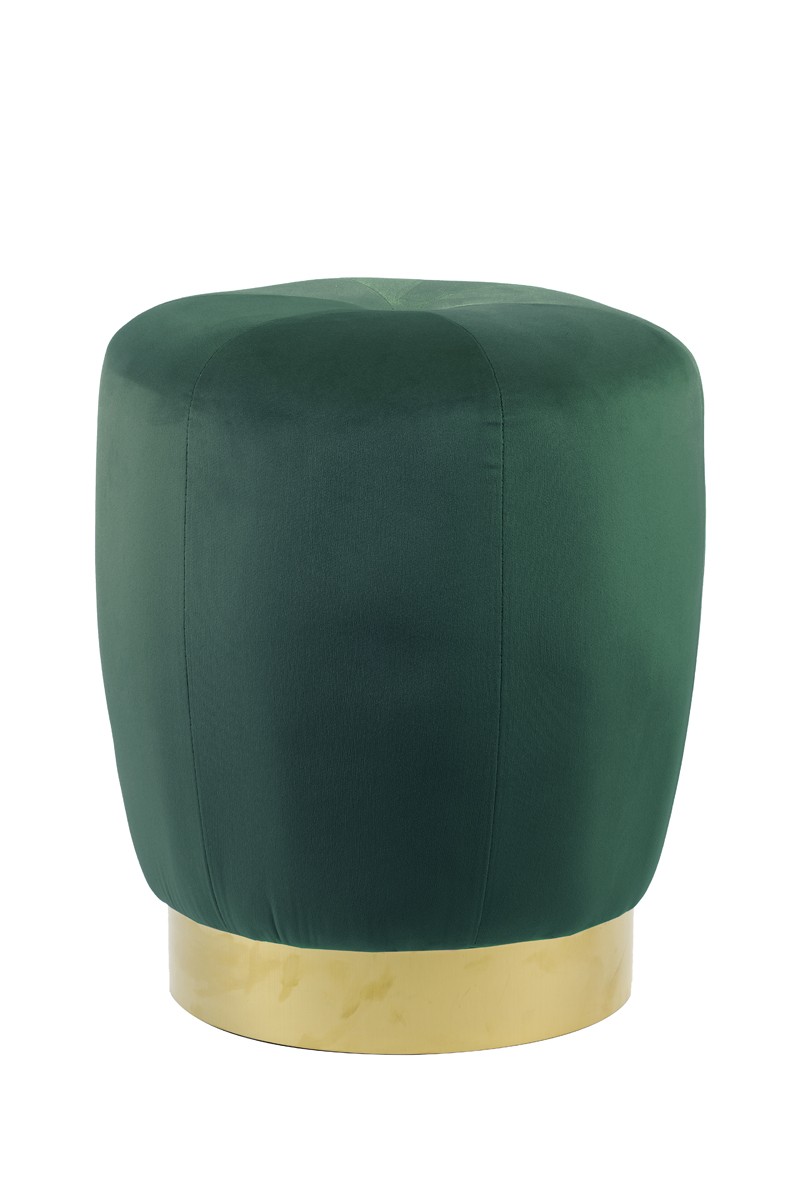 Zelený sametový puf/ sedák Scarlett se zlatým pruhem – Ø 41*47cm