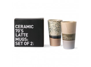 2x barevný retro hrnek na latté 70s - Ø 7,5*13cm / 280ml