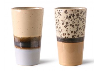 2x barevný retro hrnek na latté 70s - Ø 7,5*13cm / 280ml