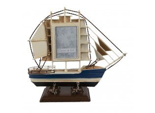 Dekorace kovový model lodi s fotorámečkem - 27*9*24 cm