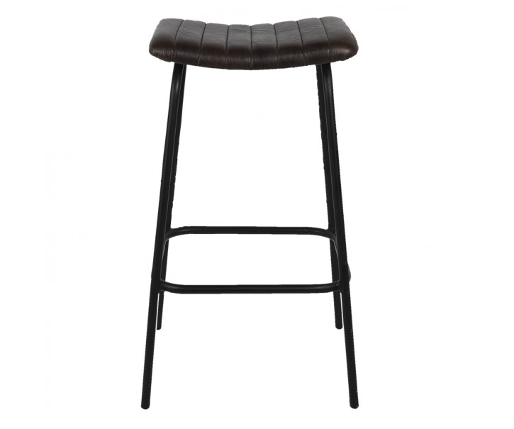 Černá barová stolička s koženým sedákem Pite - 45*37*76 cm