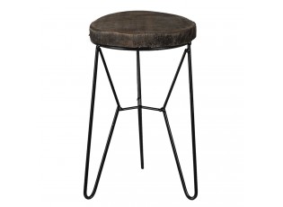 Dřevěno-kovový dekorační antik stolík na květinu - Ø 13*22 cm