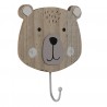Nástěnný kovový háček s dřevěnou hlavou medvídka - 13*12*18 cm