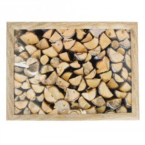 Podnos na nohy s motivem dřeva Fireplace wood - 43*33*7cm