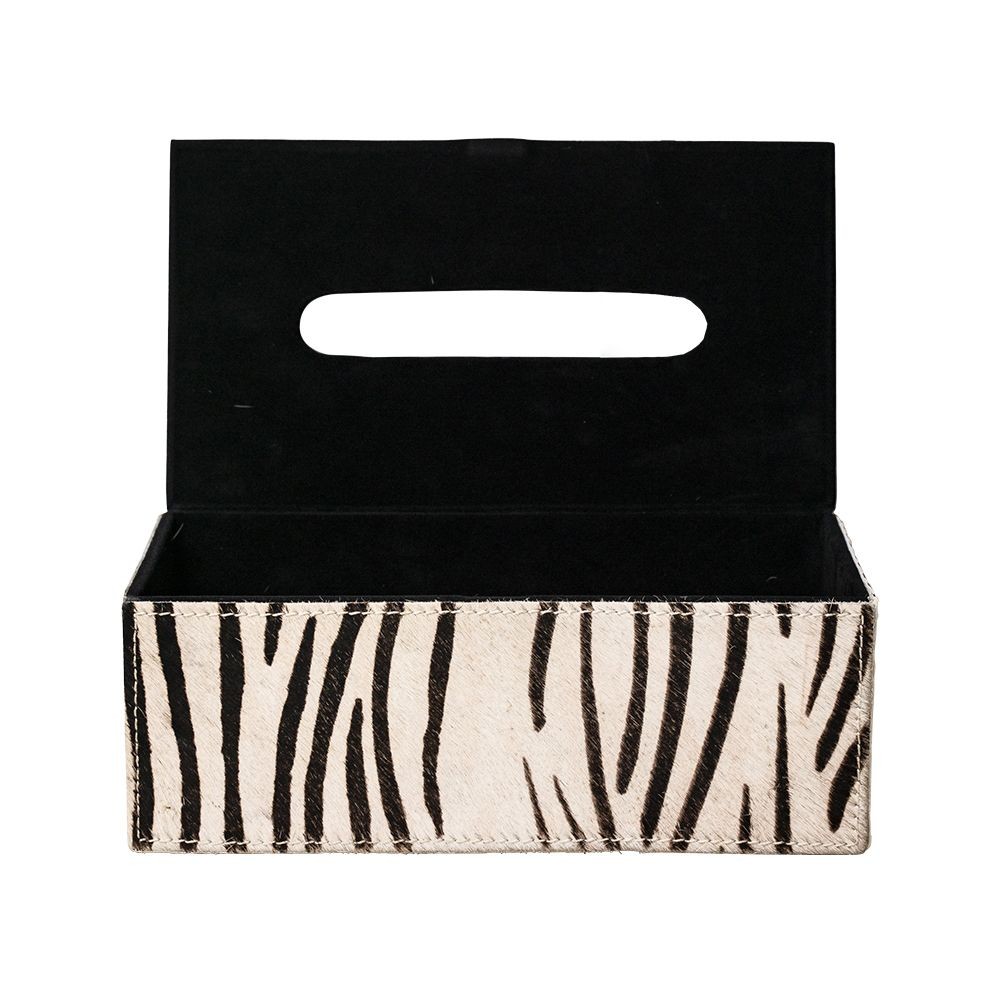 Kožený zásobník na papírové kapesníky Zebra - 25*14*9 cm