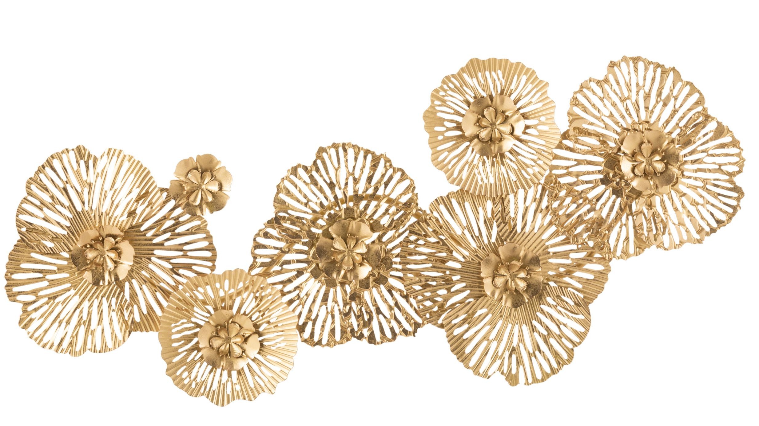 Zlatá nástěnná kovová dekorace květy Callien - 76*5*36 cm J-Line by Jolipa