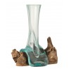 Úzká váza z recyklovaného dřeva na kořenu dřeva Gamal M - 16*14*20 cm

Barva: Hnědá / světle tyrkysová
Materiál: recyklované sklo / Dřevo
