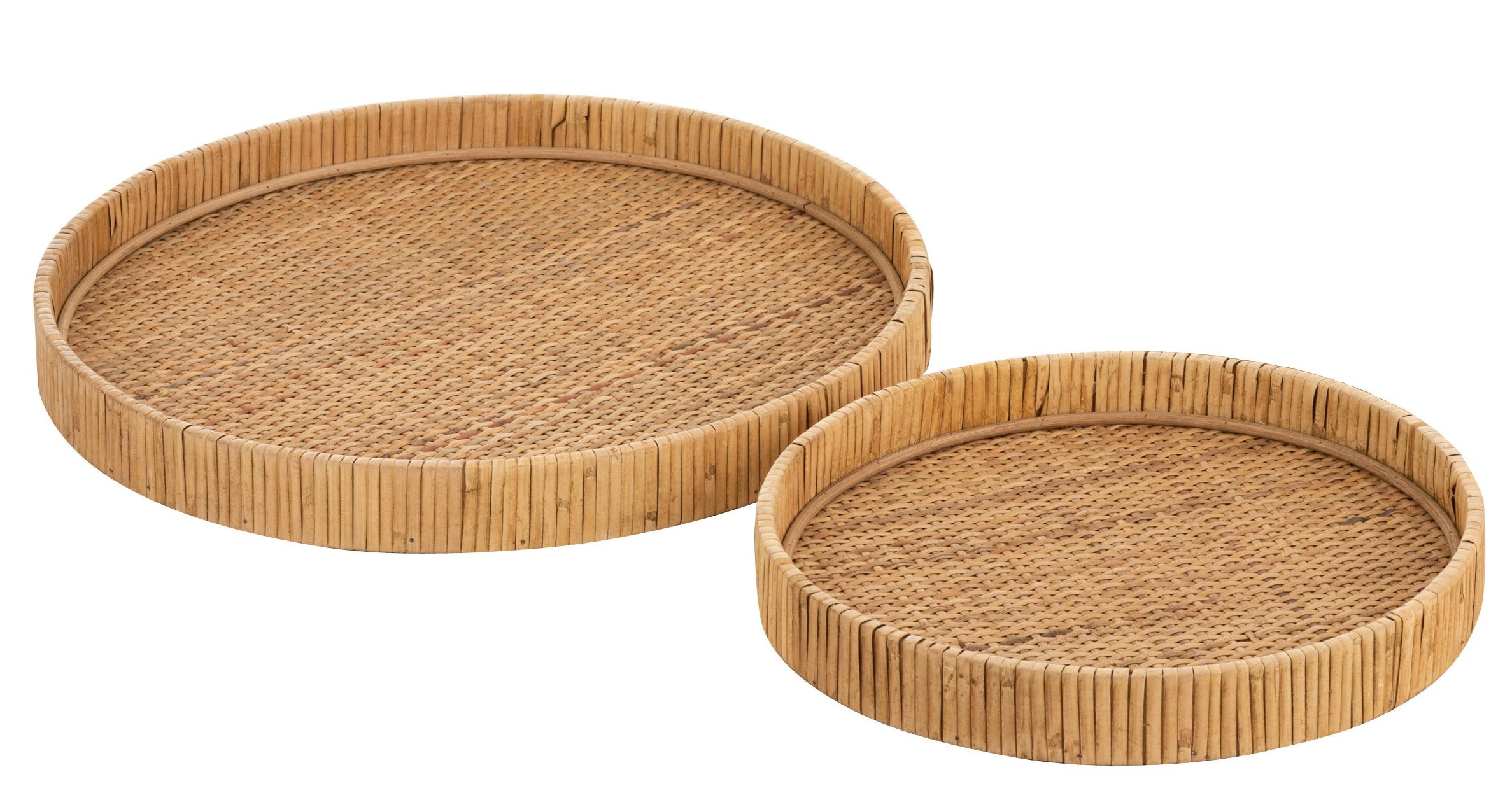 Set 2ks kulatých ratanových podnosů s bambusovým výpletem Boom - Ø 40*4cm