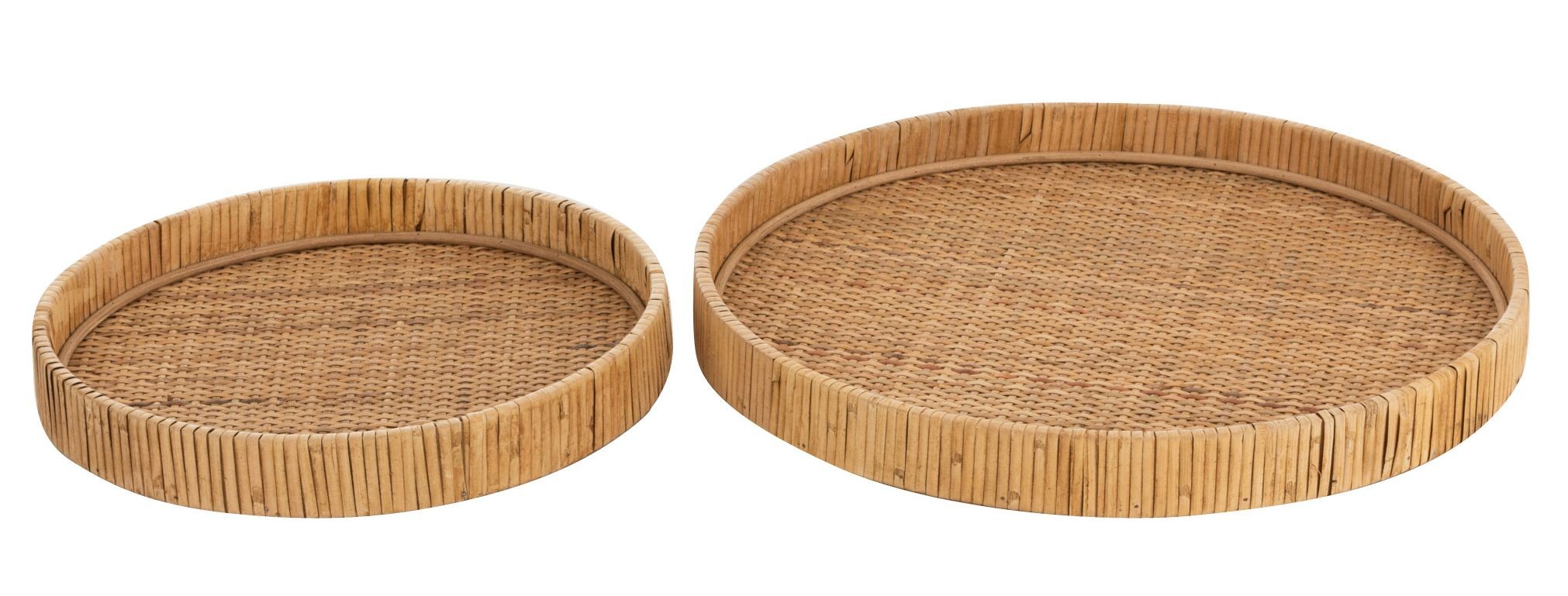 Set 2ks kulatých ratanových podnosů s bambusovým výpletem Boom - Ø 40*4cm