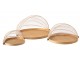 Set 3ks přírodních bambusových podnosů se sklápěcími poklopy - Ø45*12cm