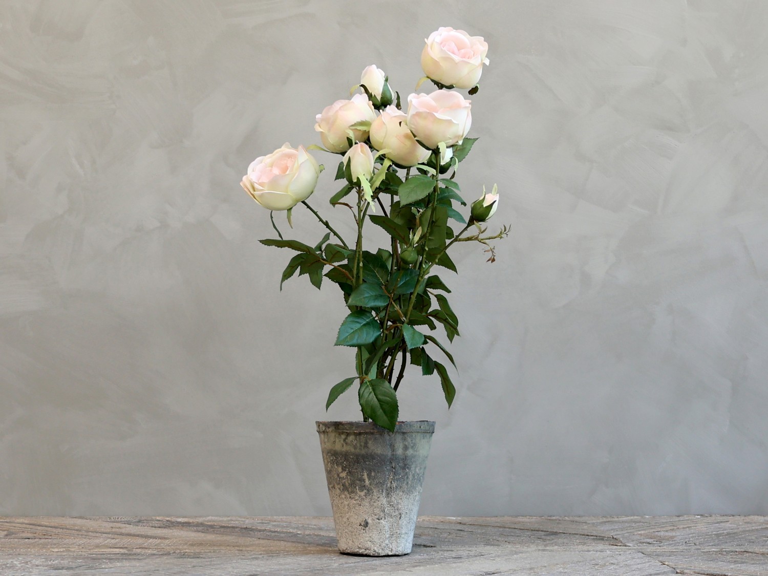 Levně Dekorace umělá růžová růže v květináči Old - 52 cm 39017300 (39173-00)