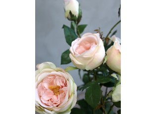 Dekorace umělá růžová růže v květináči Old - 52 cm