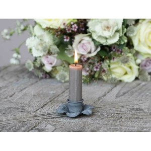 Zinkový antik svícen na úzkou svíčku Flower - Ø 6,5*2cm