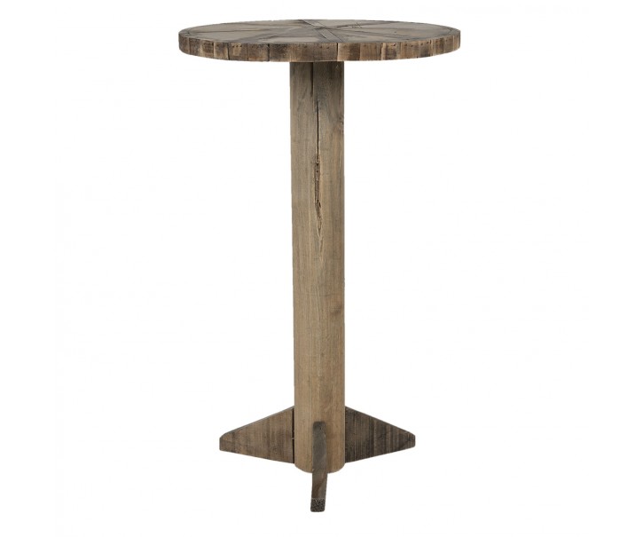 Dřevěný přírodní odkládací stolek Ponien - Ø 38*62 cm