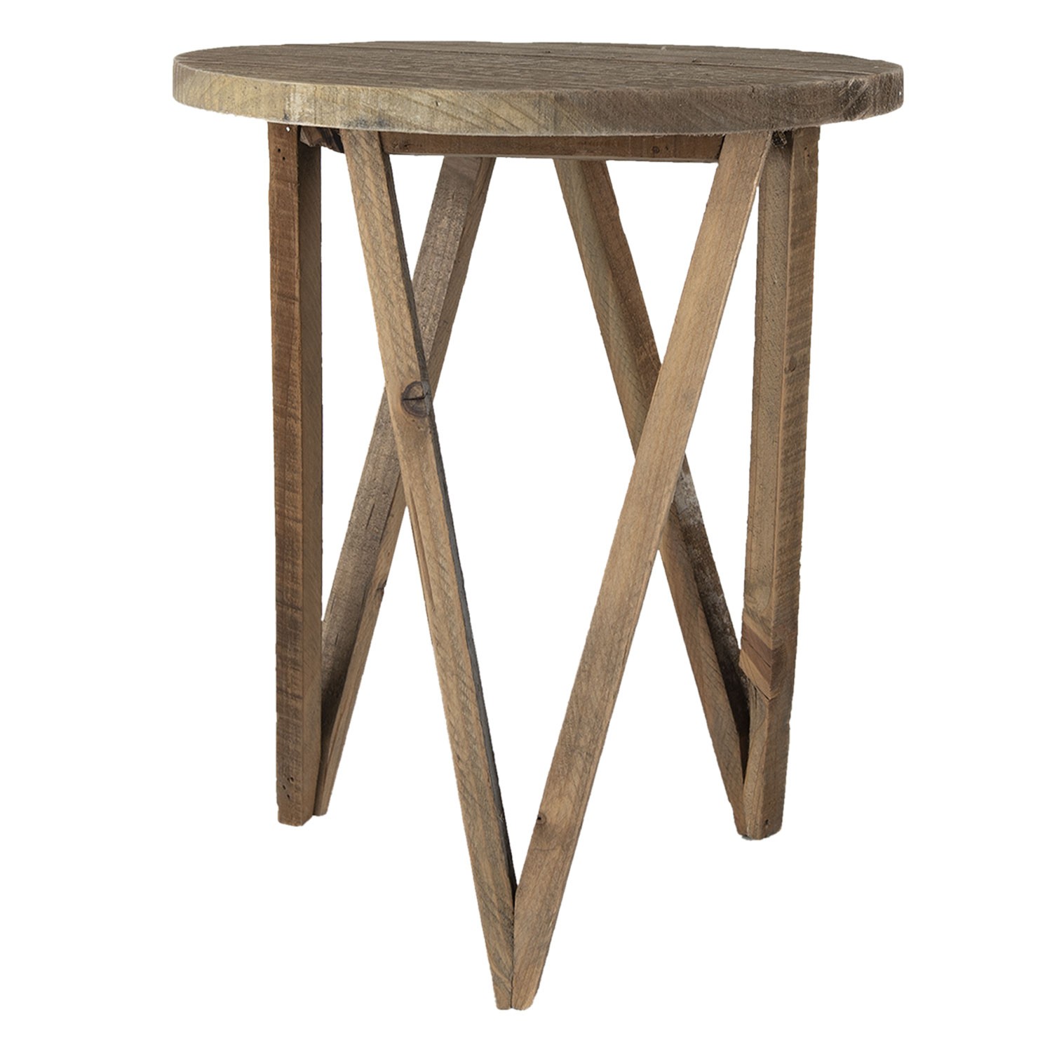 Dřevěný dekorační antik stolík na květinu - Ø 30*36 cm Clayre & Eef