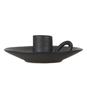 Černý keramický svícen - Ø 13*4 cm