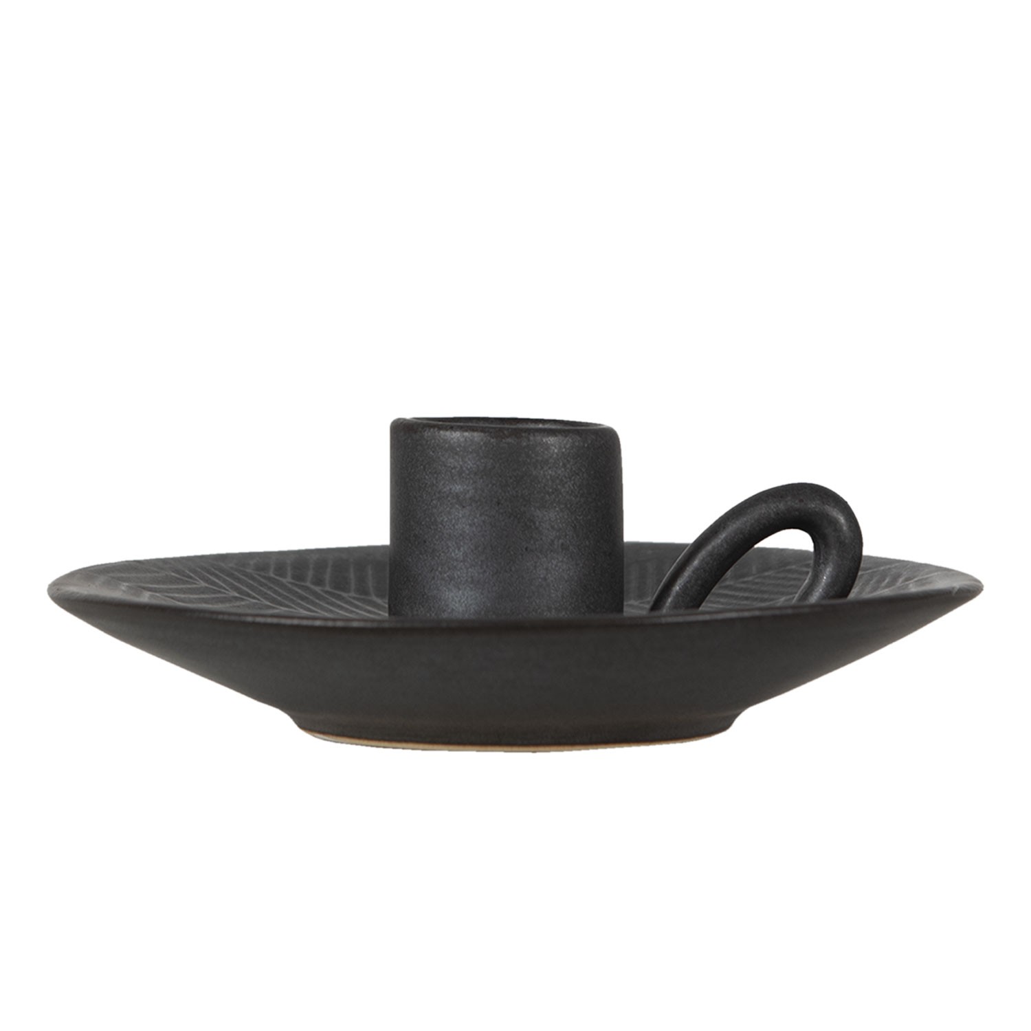 Černý keramický svícen - Ø 13*4 cm Clayre & Eef