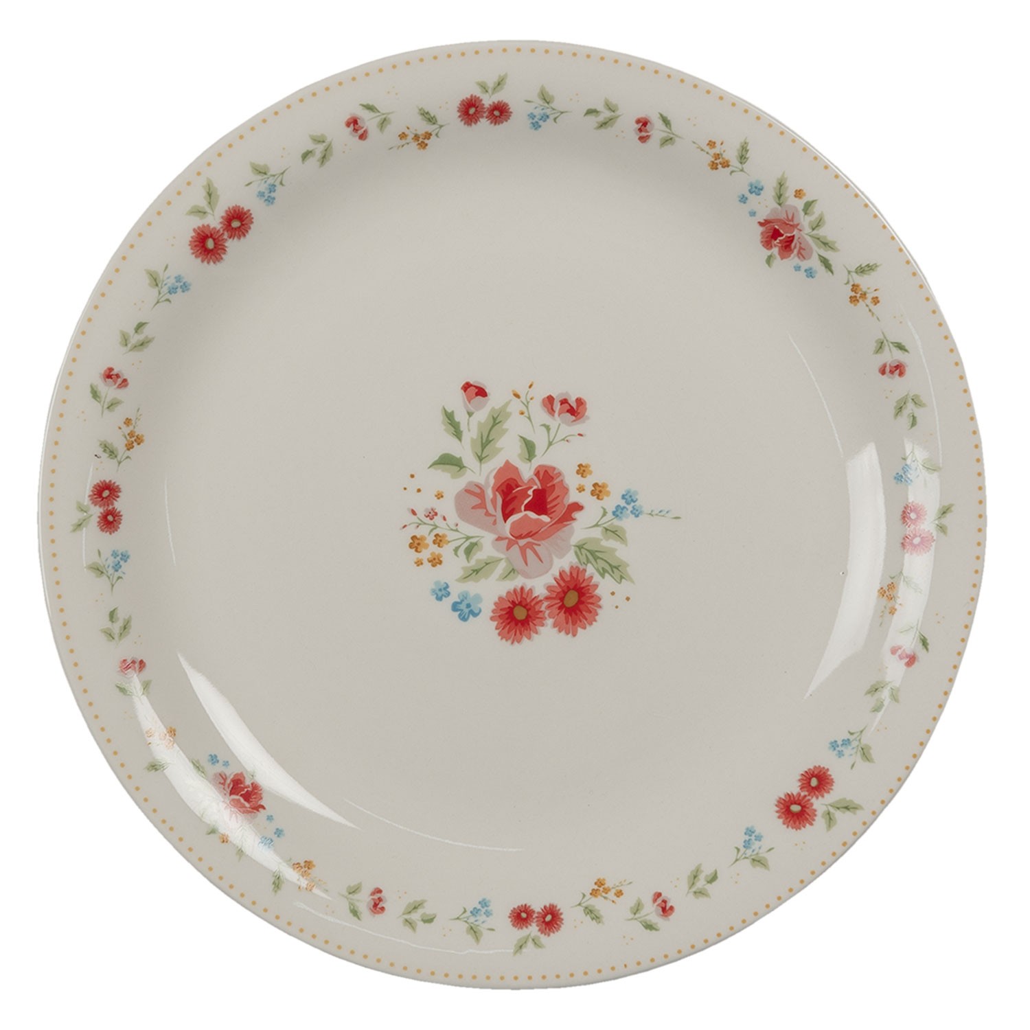 Porcelánový dezertní talíř s květy Little Rose Collection - Ø 20*2 cm Clayre & Eef