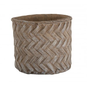 Taupe cementový květináč - design tkaného květináče M - Ø 16,5*15 cm