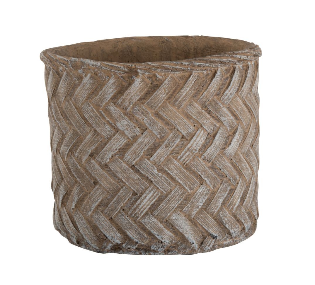Taupe cementový květináč - design tkaného květináče M - Ø 16,5*15 cm