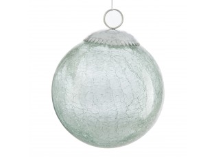 Vánoční zelenkavá skleněná vánoční koule s popraskáním - 10*10*10 cm