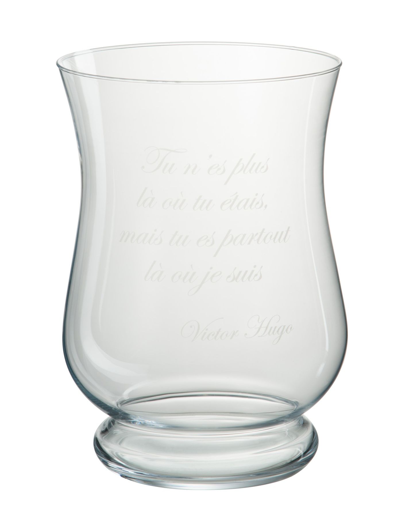 Skleněný svícen s citátem Victor Hugo - 19*19*27 cm J-Line by Jolipa