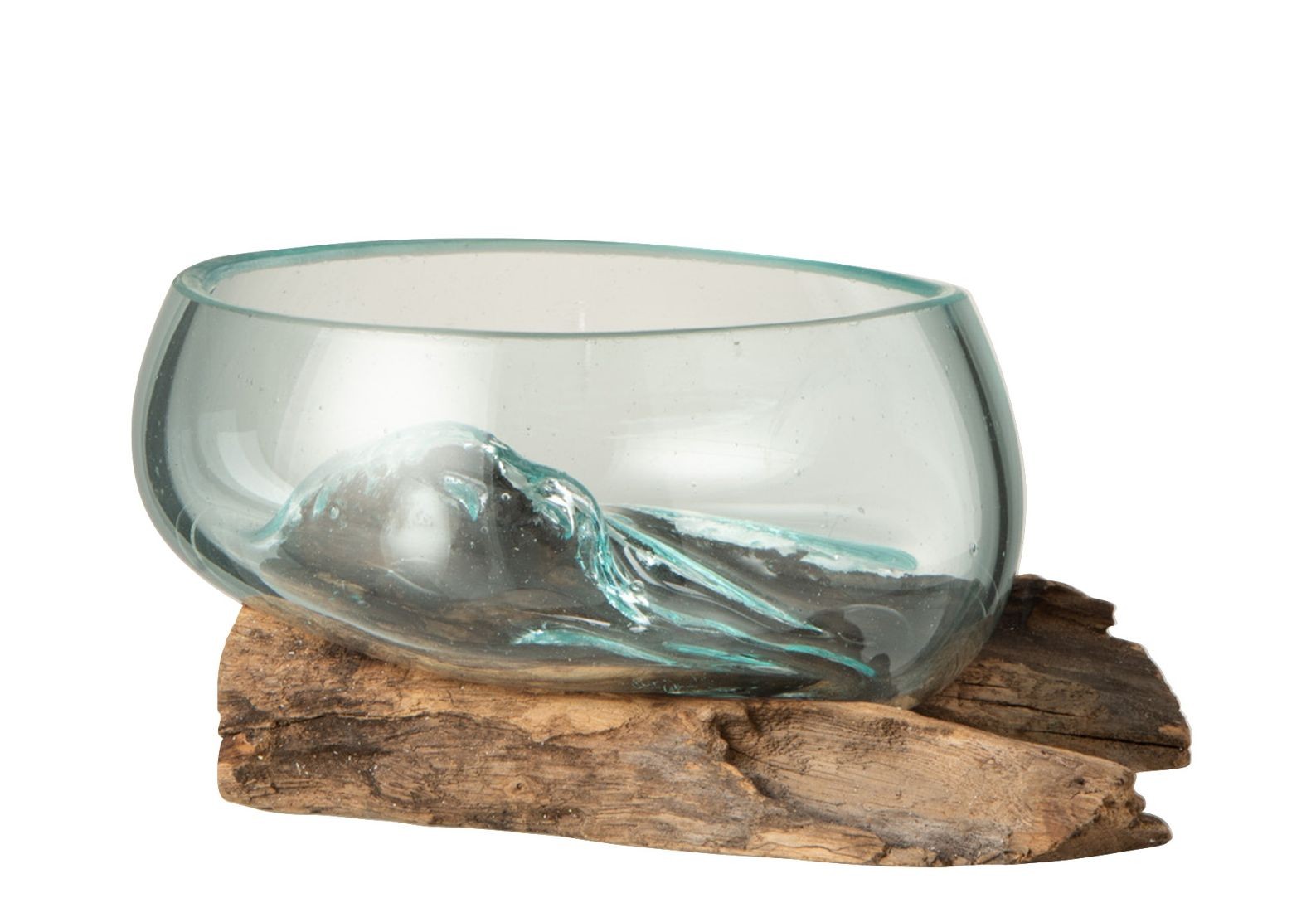 Váza z recyklovaného skla na kořenu dřeva Gamal S - 22*21*10,5 cm J-Line by Jolipa