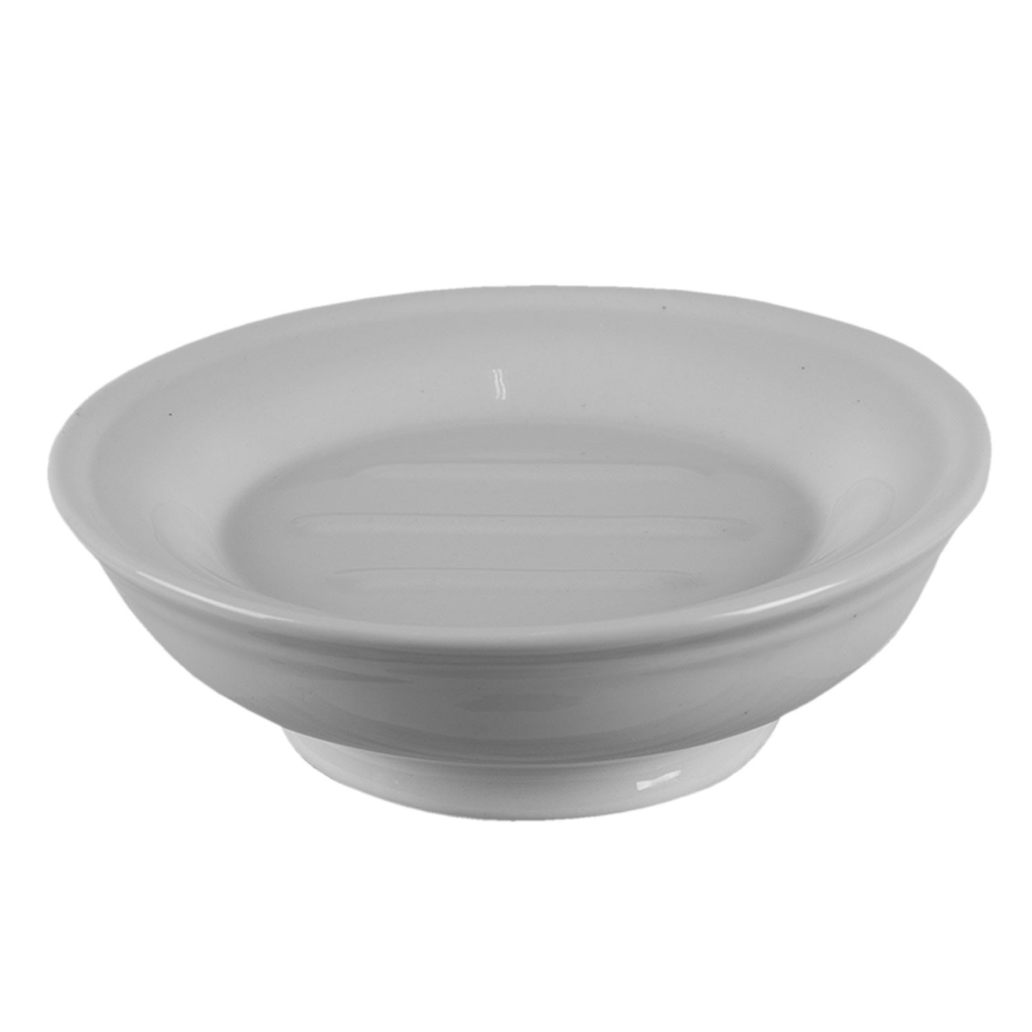 Bílá porcelánová kulatá miska na mýdlo - Ø 14*5 cm