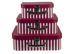 Set 3 ks úložných papírových červených kufříků - 30*22*10/25*19*9/20*16*8 cm