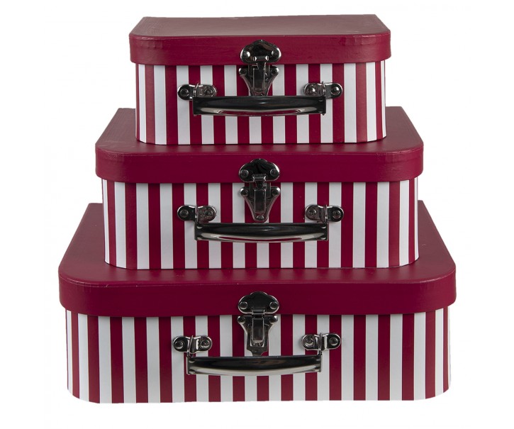 Set 3 ks úložných papírových červených kufříků - 30*22*10/25*19*9/20*16*8 cm