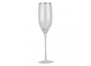 Sklenice na šampaňské s vroubkováním a zlatou linkou Pim - Ø 7*25 cm
