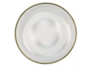 Skleněný servírovací žebrovaný talíř se zlatou linkou - Ø 31*3 cm