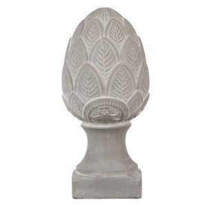 Šedá dekorace šiška na podstavci Pine L - Ø16*33 cm