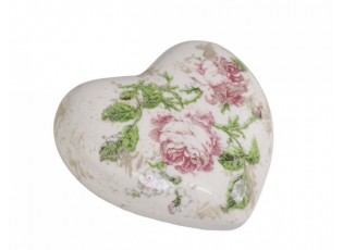Keramické dekorační srdce s růžičkami Toulouse - 7*7*3 cm