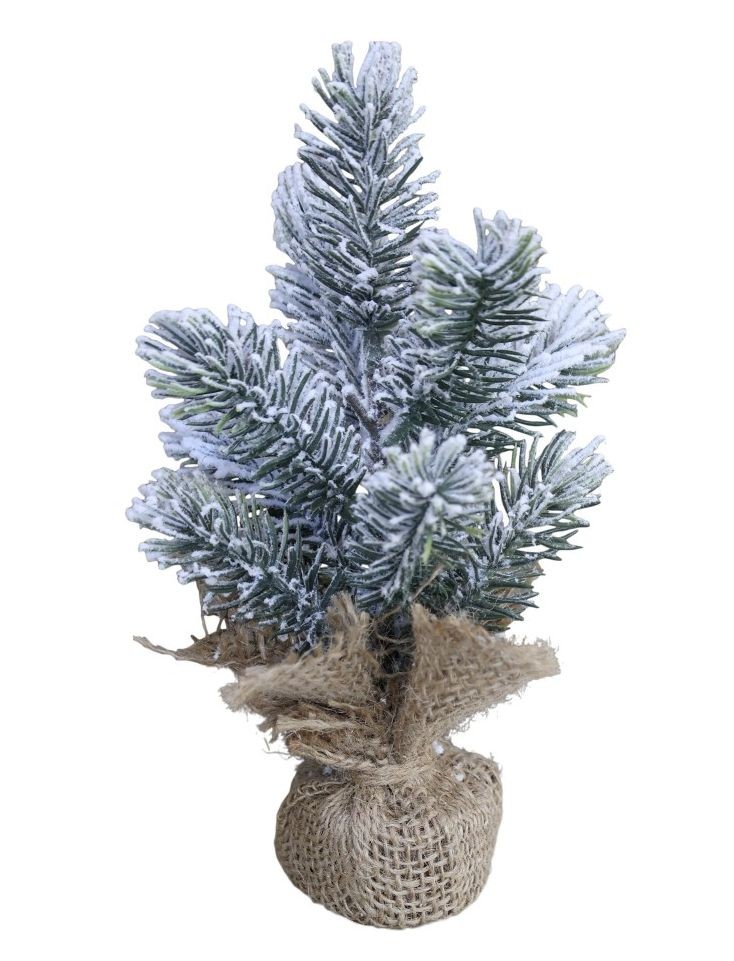 Zasněžený vánoční stromek v jutě Fleur Fir Snow - 20cm