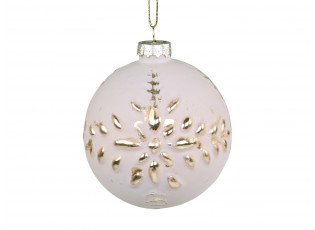 Pudrovo - zlatá skleněná vánoční koule I - Ø  8cm