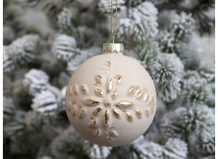 Pudrovo - zlatá skleněná vánoční koule I - Ø  8cm