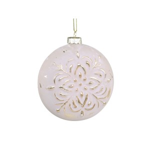 Pudrovo - zlatá placatá skleněná vánoční koule - 8*3*11cm
