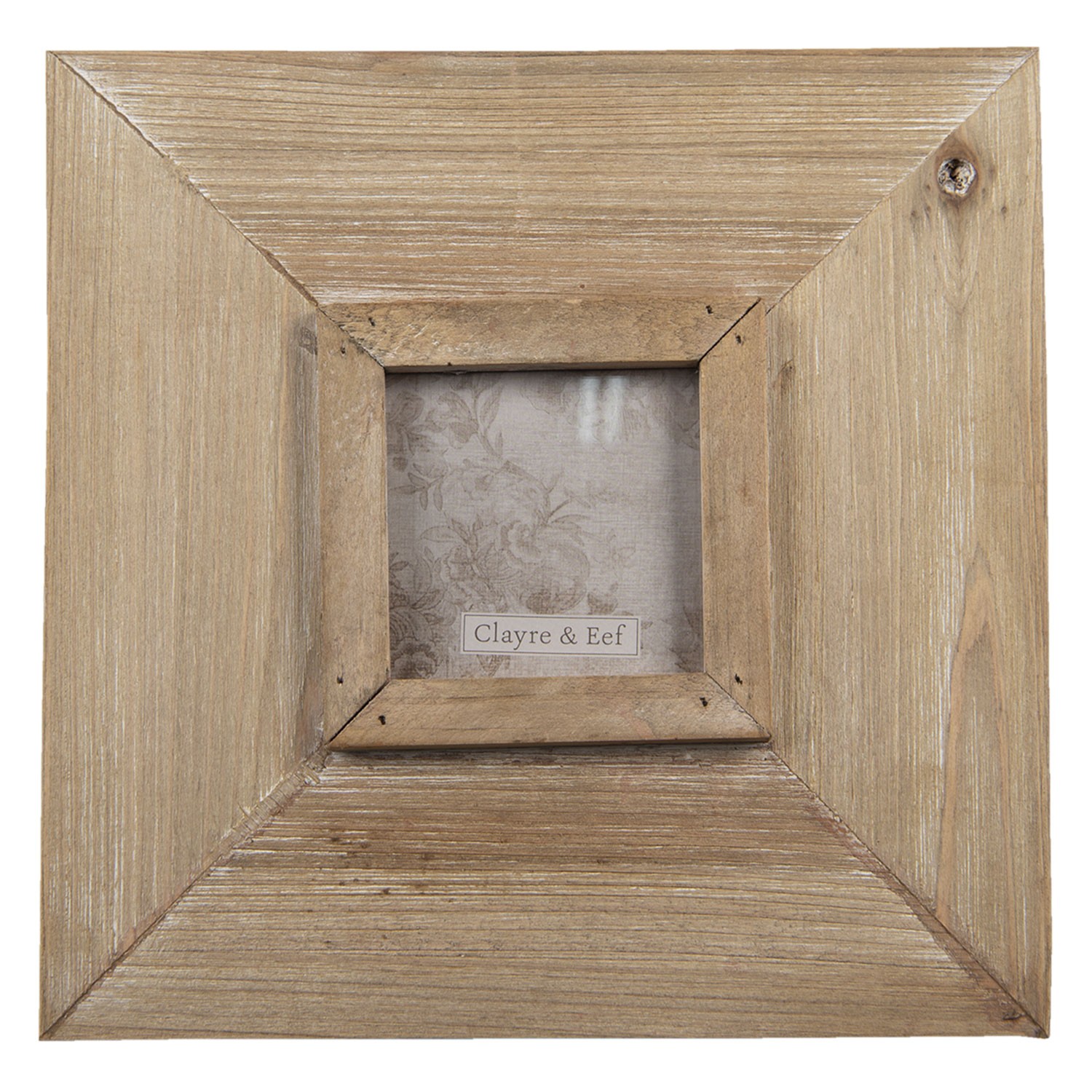 Levně Hnědý antik dřevěný fotorámeček s patinou - 25*2*25 cm/ 9*9cm 2F0845