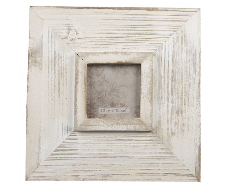 Bílý antik dřevěný fotorámeček s patinou - 25*2*25 cm