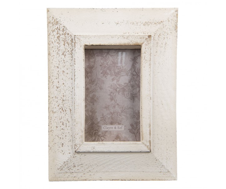 Bílý antik dřevěný fotorámeček s patinou - 23*2*28 cm