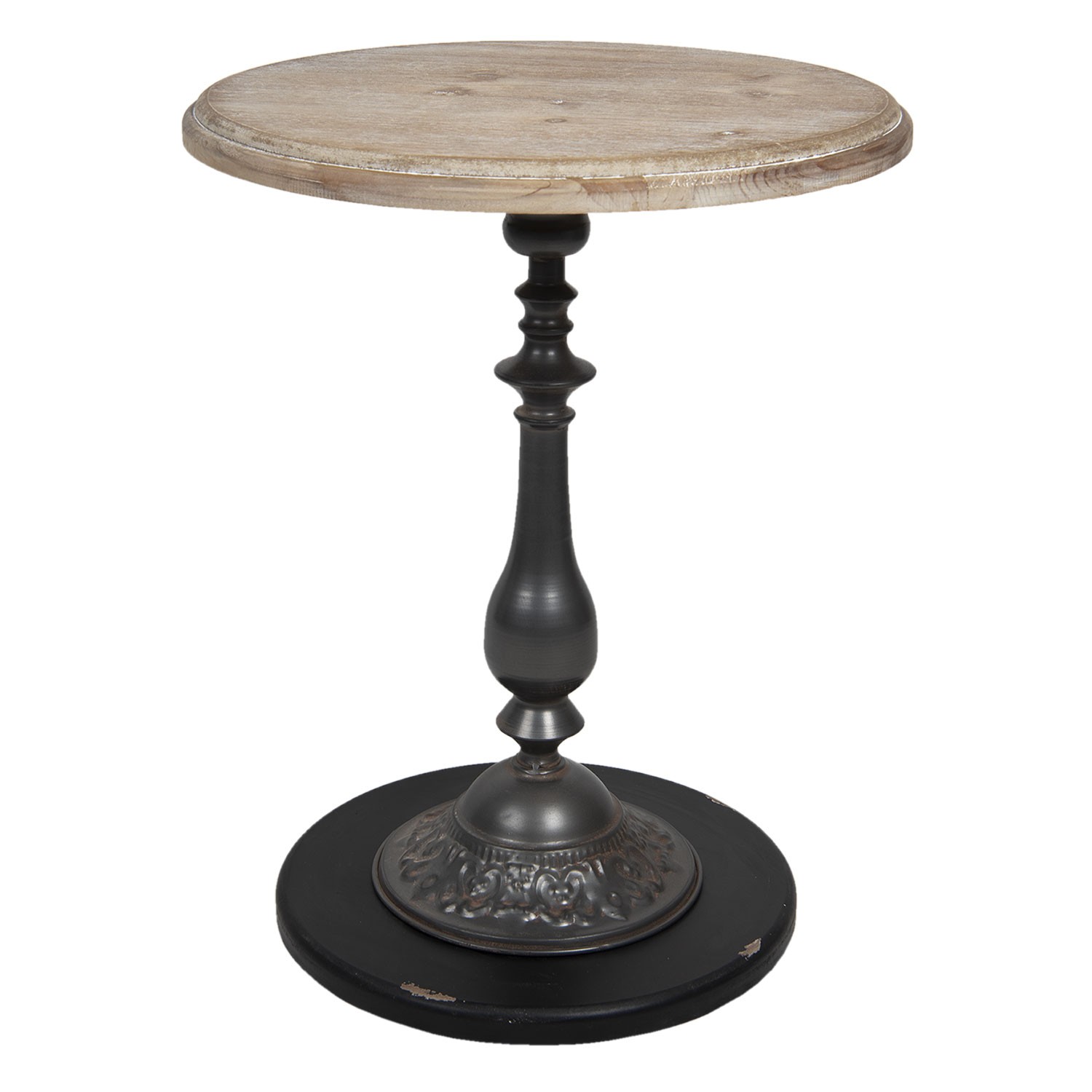 Kovový odkládací stolek s dřevěnou deskou Brain - Ø 50*64 cm Clayre & Eef