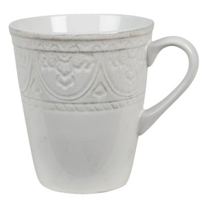 Krémový hrneček se vzorem - 13*10*12 cm / 450 ml