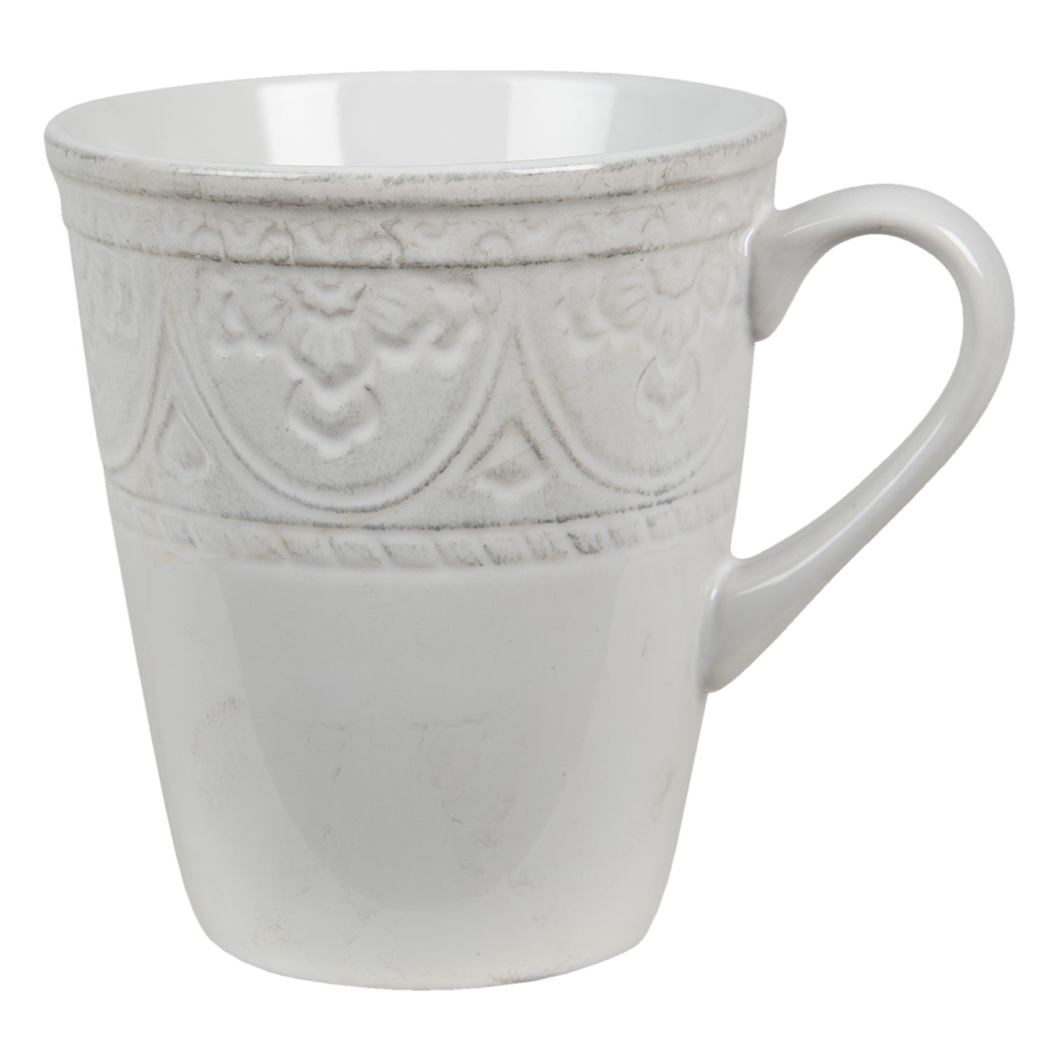 Krémový hrneček se vzorem - 13*10*12 cm / 450 ml